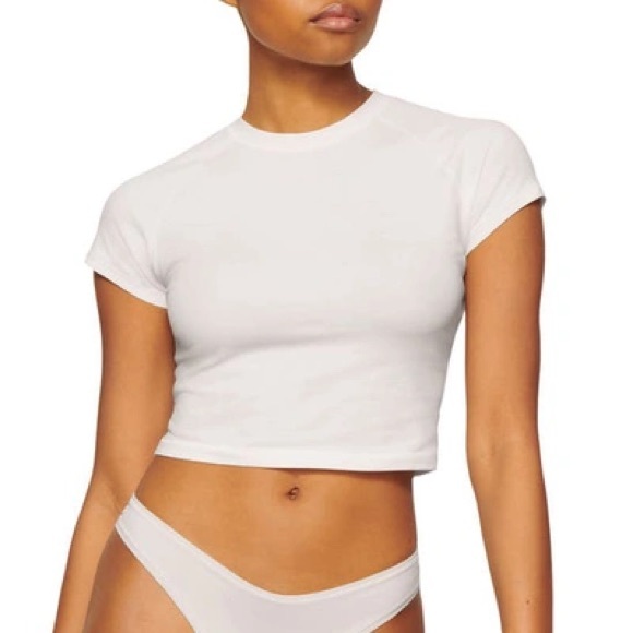 Skims Vintage CROPPED RAGLAN T-SHIRT White - Picture 2 of 4